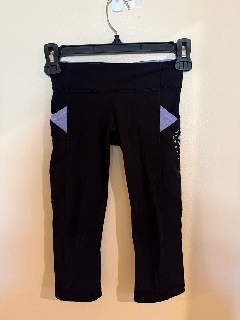 Ivivva Black Leggings with Light Purple Lining